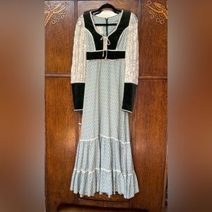 Gunne Sax Maxi Cotton Dress Vintage 1970's